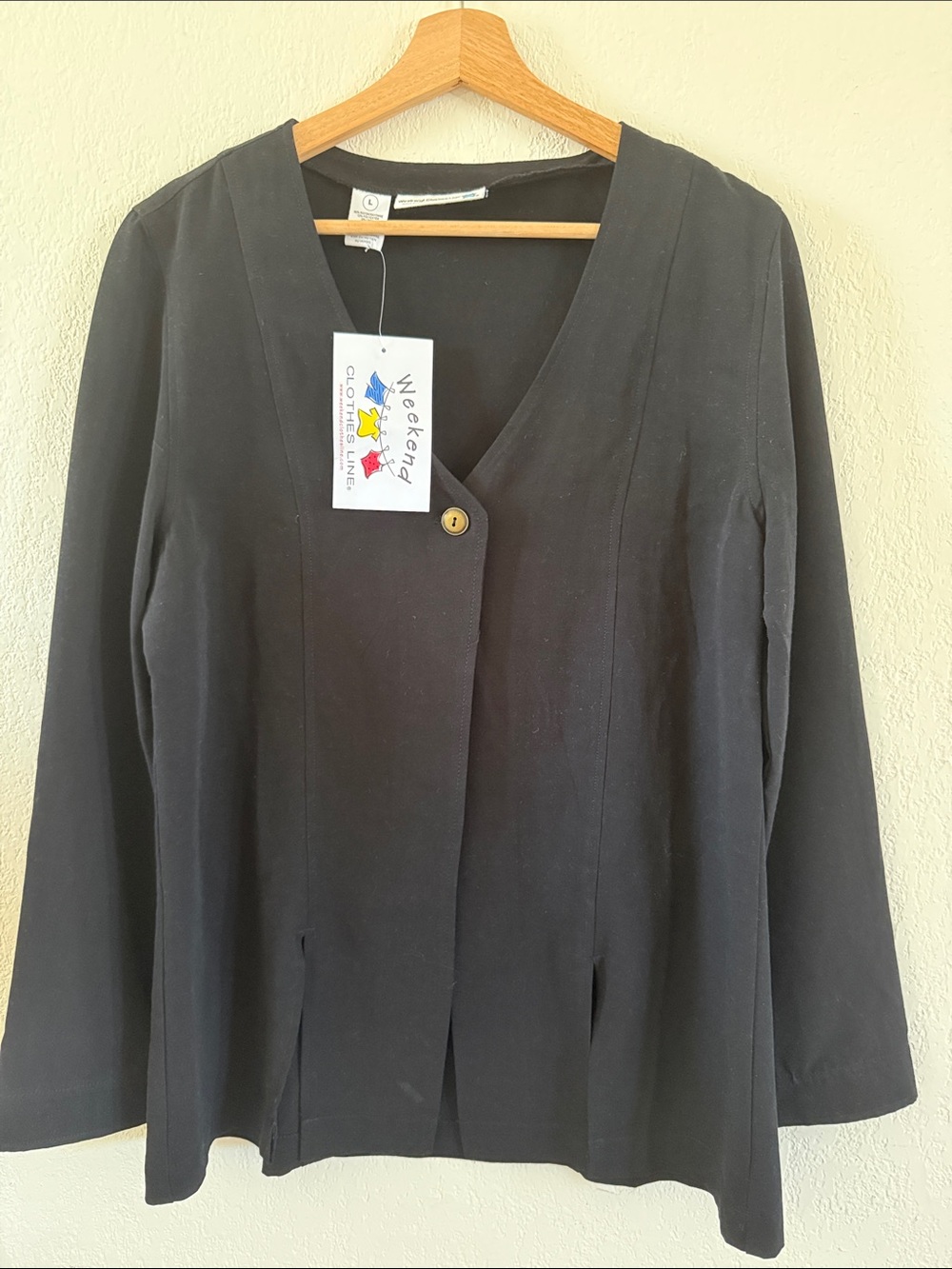 NWT Weekend Clothes Line Black Single-Button V-Neck Jacket Large
